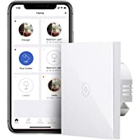 Interruptor de Pared Wi-Fi- 1 Vía- 1 Canal- con Pantalla Táctil- Pulsador de Cristal. Compatible con Alexa- Google…